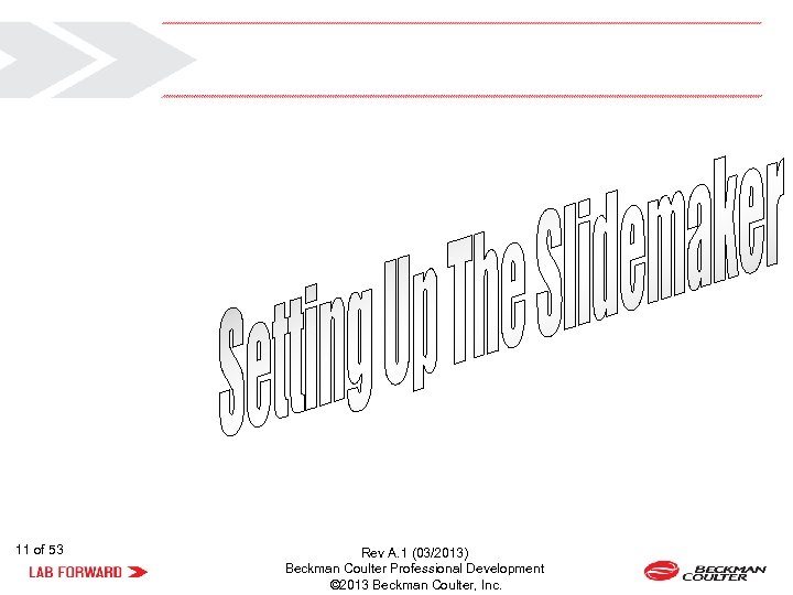 11 of 53 Rev A. 1 (03/2013) Beckman Coulter Professional Development © 2013 Beckman