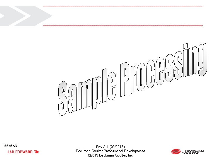 33 of 53 Rev A. 1 (03/2013) Beckman Coulter Professional Development © 2013 Beckman