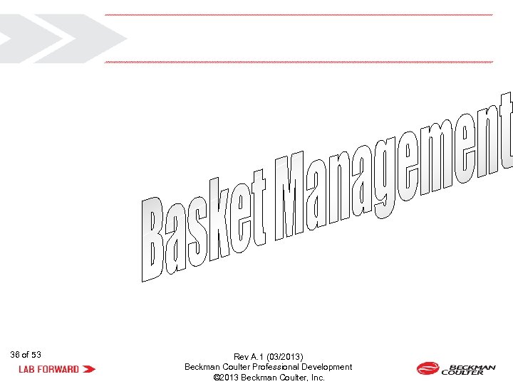 36 of 53 Rev A. 1 (03/2013) Beckman Coulter Professional Development © 2013 Beckman