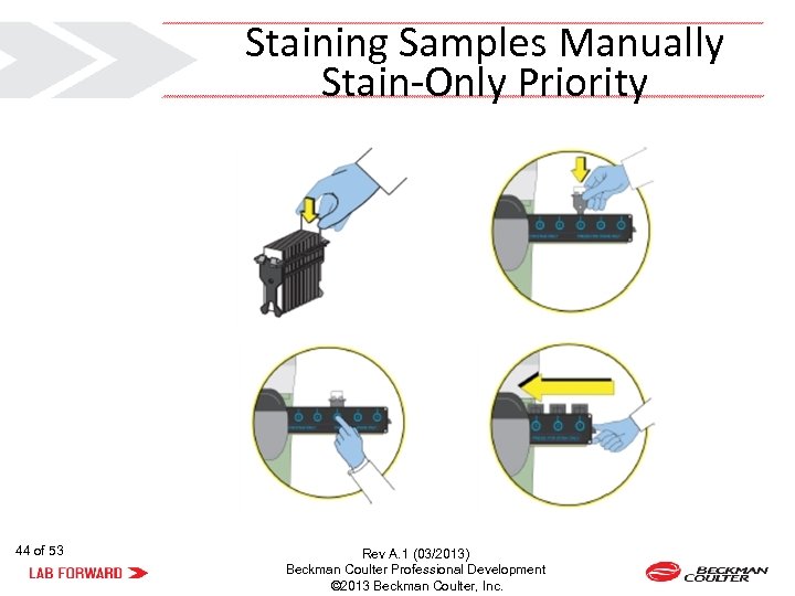 Staining Samples Manually Stain-Only Priority 44 of 53 Rev A. 1 (03/2013) Beckman Coulter