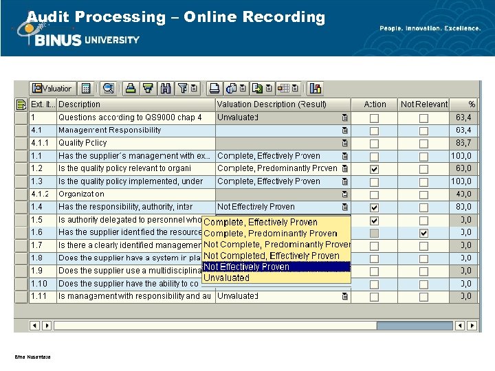 Audit Processing – Online Recording Bina Nusantara 