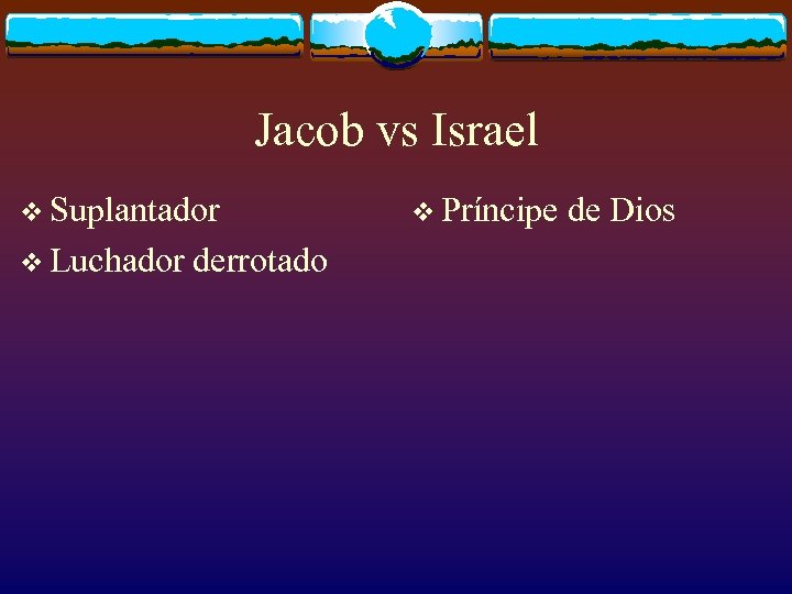 Jacob vs Israel v Suplantador v Luchador derrotado v Príncipe de Dios 