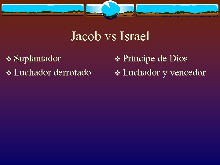 Jacob vs Israel v Suplantador v Luchador derrotado v Príncipe de Dios v Luchador