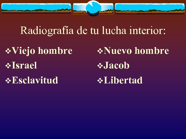 Radiografía de tu lucha interior: v. Viejo hombre v. Nuevo hombre v. Israel v.