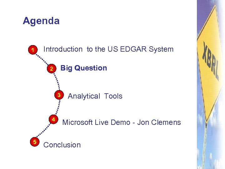 Agenda 1 Introduction to the US EDGAR System 2 Big Question 3 4 5