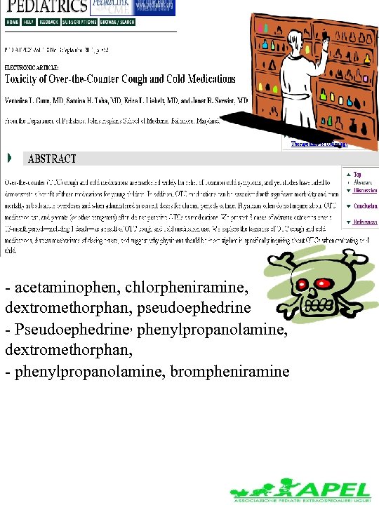 - acetaminophen, chlorpheniramine, dextromethorphan, pseudoephedrine - Pseudoephedrine, phenylpropanolamine, dextromethorphan, - phenylpropanolamine, brompheniramine 