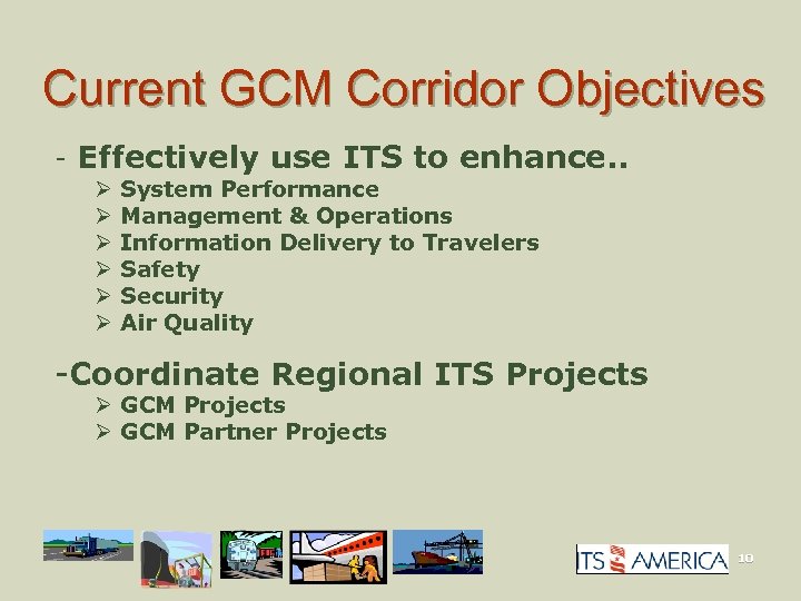 Current GCM Corridor Objectives - Effectively use ITS to enhance. . Ø Ø Ø