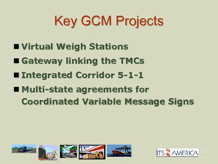 Key GCM Projects n Virtual Weigh Stations n Gateway linking the TMCs n Integrated