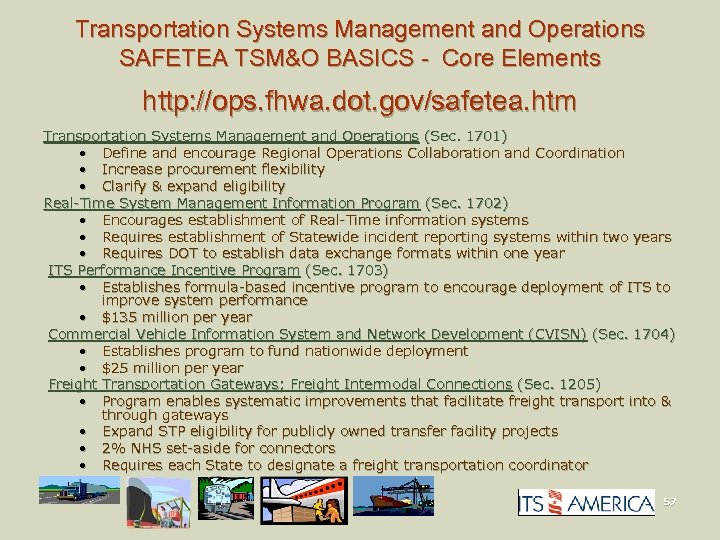 Transportation Systems Management and Operations SAFETEA TSM&O BASICS - Core Elements http: //ops. fhwa.
