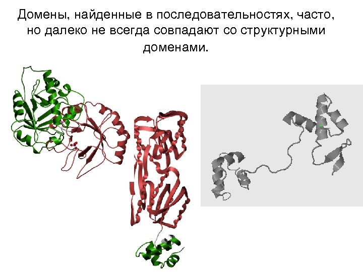 Домены, найденные в последовательностях, часто, но далеко не всегда совпадают со структурными доменами. 