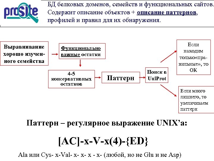 БД белковых доменов, семейств и функциональных сайтов. Содержит описание объектов + описание паттернов, профилей
