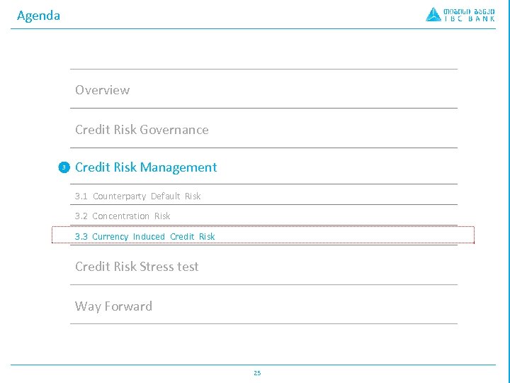 Agenda Overview Credit Risk Governance 3 Credit Risk Management 3. 1 Counterparty Default Risk