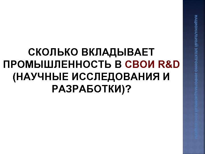 НАЦИОНАЛЬНЫЙ ЭЛЕКТРОННО-ИНФОРМАЦИОННЫЙ КОНСОРЦИУМ СКОЛЬКО ВКЛАДЫВАЕТ ПРОМЫШЛЕННОСТЬ В СВОИ R&D (НАУЧНЫЕ ИССЛЕДОВАНИЯ И РАЗРАБОТКИ)? 