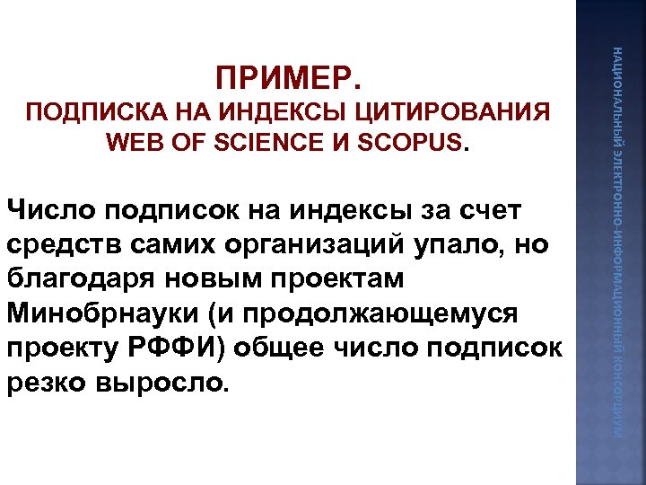 ПОДПИСКА НА ИНДЕКСЫ ЦИТИРОВАНИЯ WEB OF SCIENCE И SCOPUS. Число подписок на индексы за