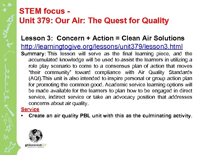 STEM focus - Unit 379: Our Air: The Quest for Quality Lesson 3: Concern