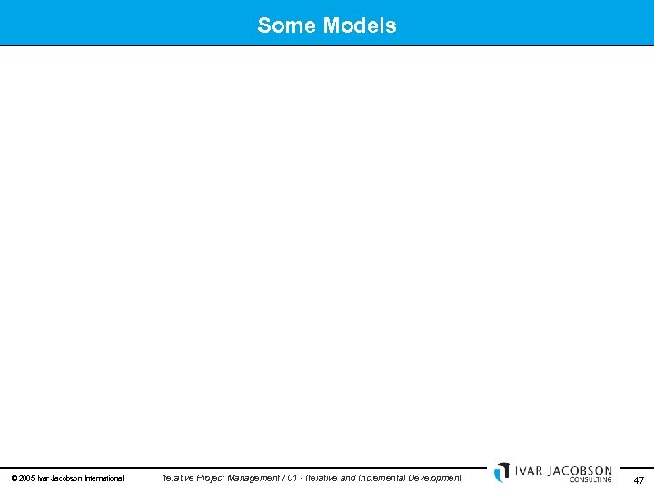 Some Models © 2005 Ivar Jacobson International Iterative Project Management / 01 - Iterative