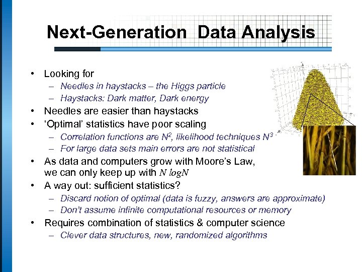 Next-Generation Data Analysis • Looking for – Needles in haystacks – the Higgs particle