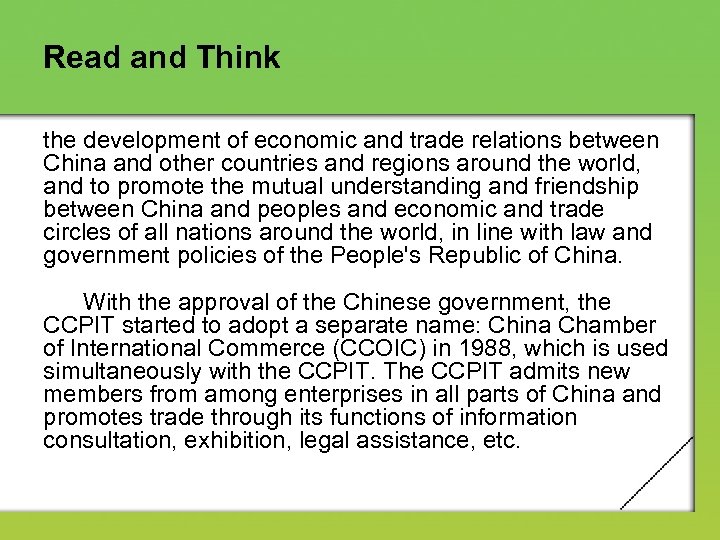 Read and Think the development of economic and trade relations between China and other