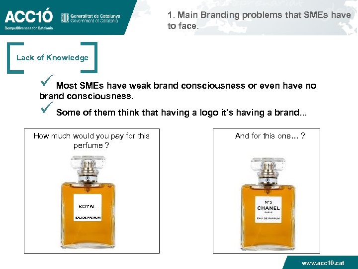 1. Main Branding problems that SMEs have to face. Lack of Knowledge ü Most