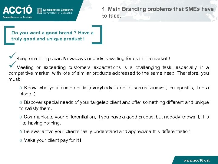 1. Main Branding problems that SMEs have to face. Do you want a good