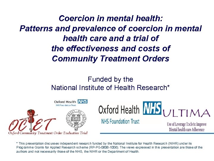 Coercion in mental health: Patterns and prevalence of coercion in mental health care and