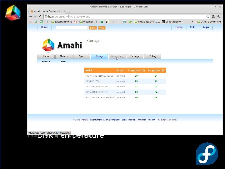 Installation Take a Look → Dashboard Disk Temperature 