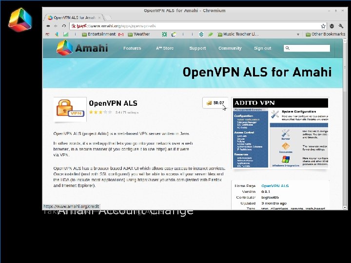 Installation Take a Look → Installing Apps Amahi Account Change 