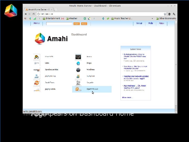 Installation Take a Look → Control Panel App Apears on Dashboard Page Home 