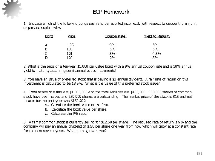 ECP Homework 1. Indicate which of the following bonds seems to be reported incorrectly