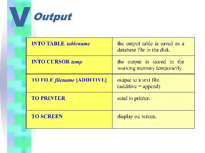 V Output 