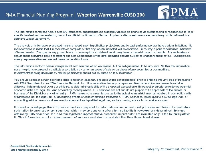 PMA Financial Planning Program| Wheaton Warrenville CUSD 200 The information contained herein is solely