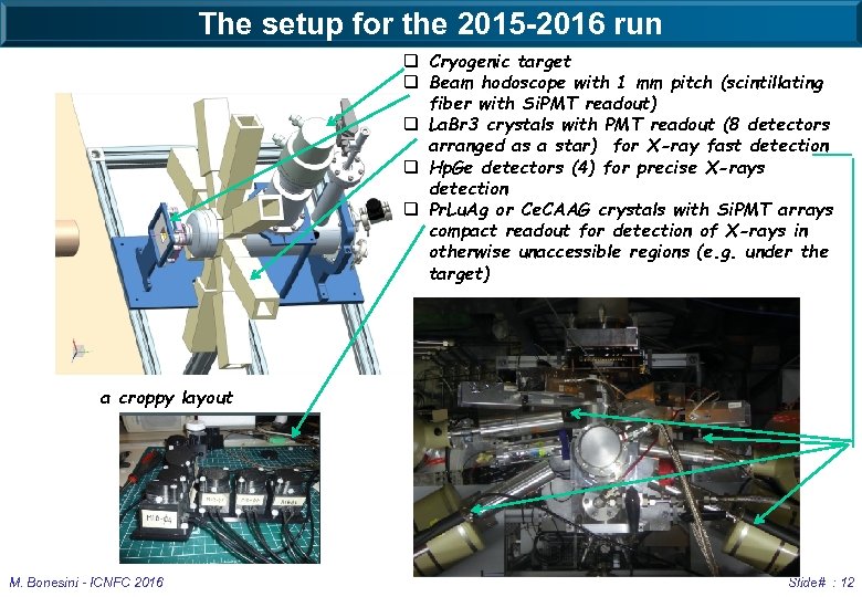 The setup for the 2015 -2016 run q Cryogenic target q Beam hodoscope with
