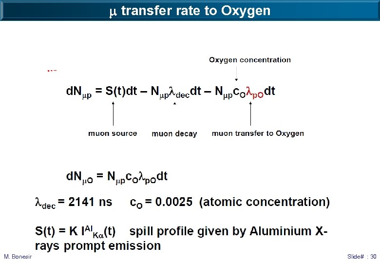 m transfer rate to Oxygen M. Bonesini - ICNFC 2016 Slide# : 30 