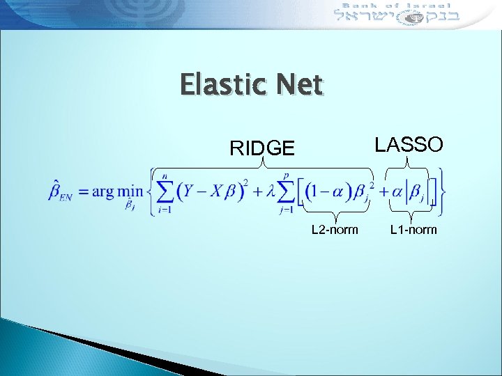 Elastic Net LASSO RIDGE L 2 -norm L 1 -norm 
