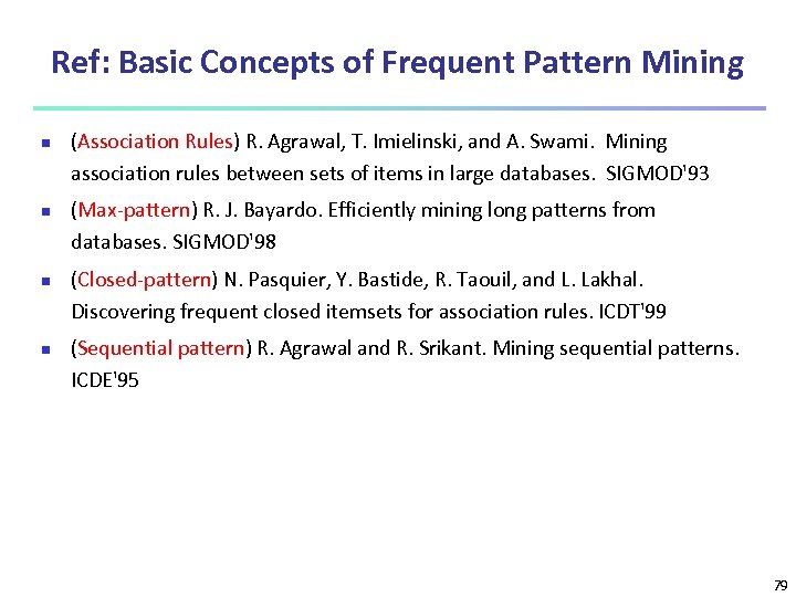 Ref: Basic Concepts of Frequent Pattern Mining n n (Association Rules) R. Agrawal, T.