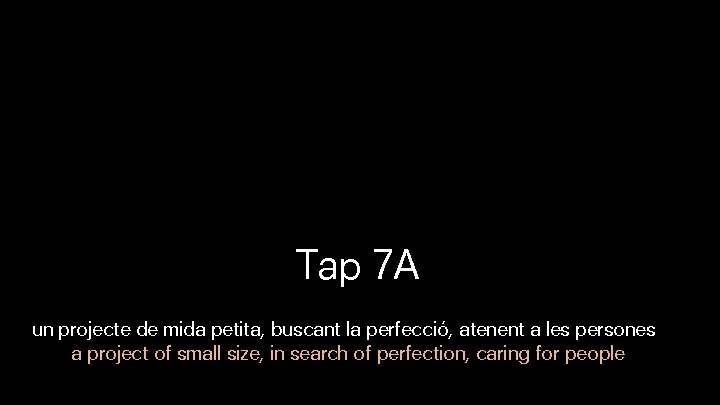 Tap 7 A un projecte de mida petita, buscant la perfecció, atenent a les