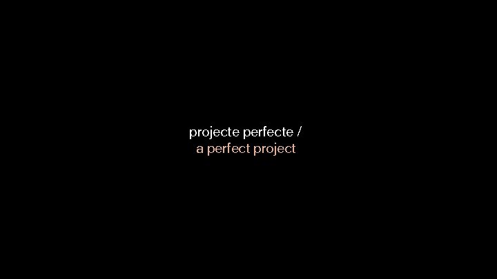 projecte perfecte / a perfect project 