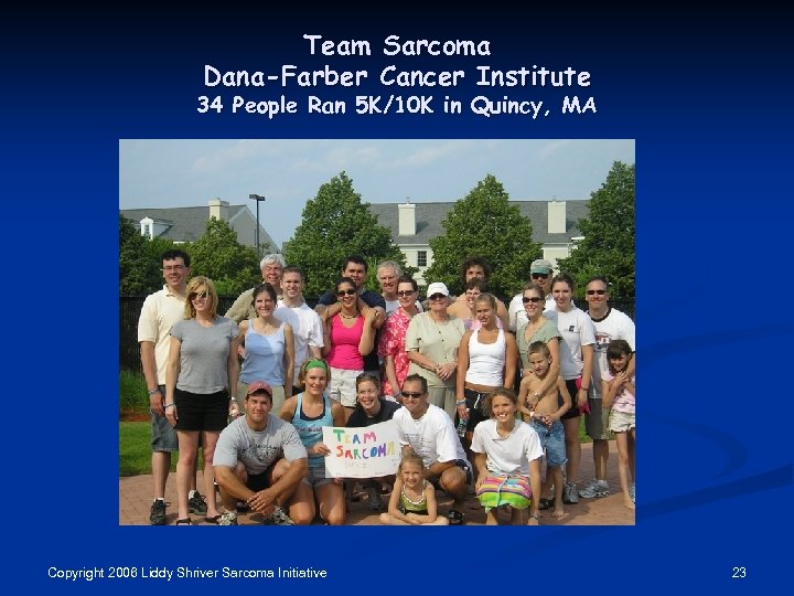 Team Sarcoma Dana-Farber Cancer Institute 34 People Ran 5 K/10 K in Quincy, MA