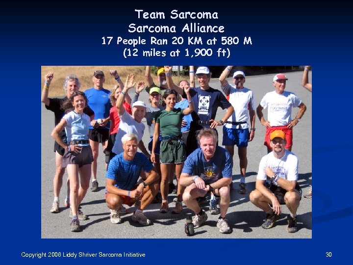 Team Sarcoma Alliance 17 People Ran 20 KM at 580 M (12 miles at