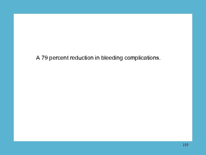 A 79 percent reduction in bleeding complications. 105 