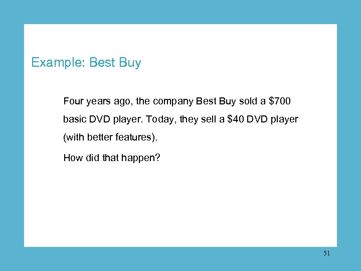 Example: Best Buy Four years ago, the company Best Buy sold a $700 basic