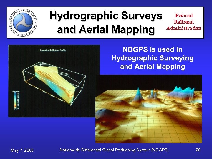 Hydrographic Surveys and Aerial Mapping Federal Railroad Administration NDGPS is used in Hydrographic Surveying