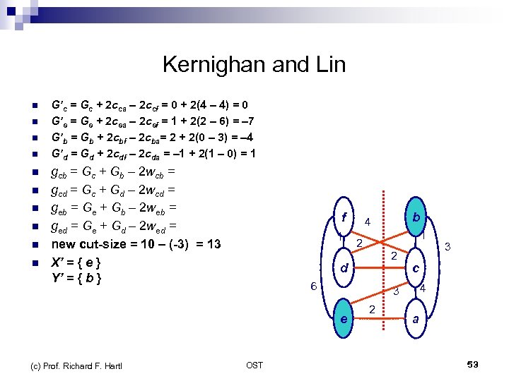 Kernighan and Lin n n G’c = Gc + 2 cca – 2 ccf