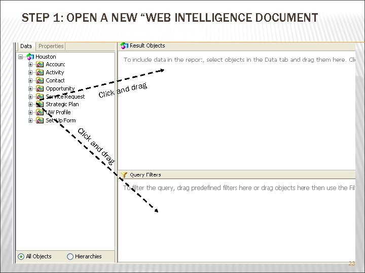 STEP 1: OPEN A NEW “WEB INTELLIGENCE DOCUMENT rag dd ick an Cl Cl