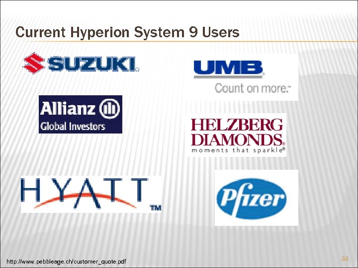Current Hyperion System 9 Users http: //www. pebbleage. ch/customer_quote. pdf 33 