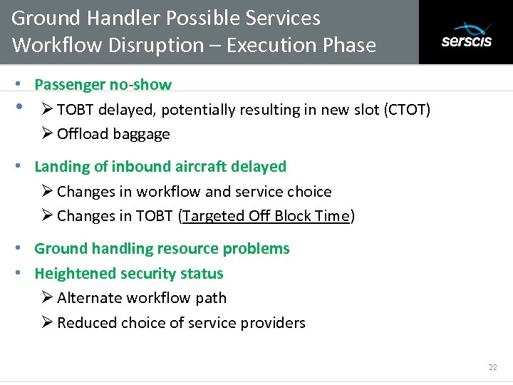 Ground Handler Possible Services Workflow Disruption – Execution Phase Subtitle • Passenger no-show •