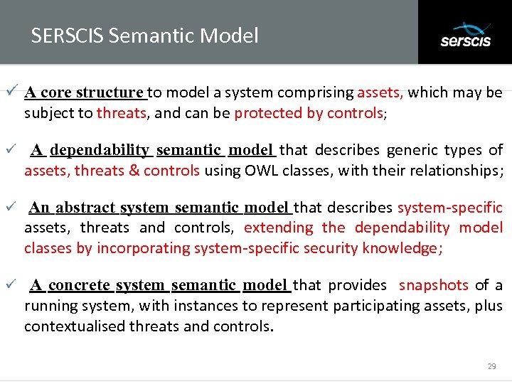 SERSCIS Semantic Model Subtitle ü A core structure to model a system comprising assets,