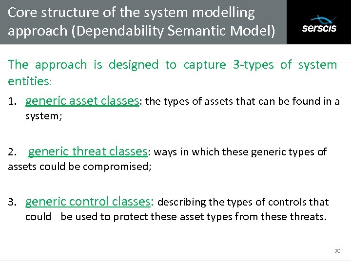 Core structure of the system modelling approach (Dependability Semantic Model) Subtitle The approach is