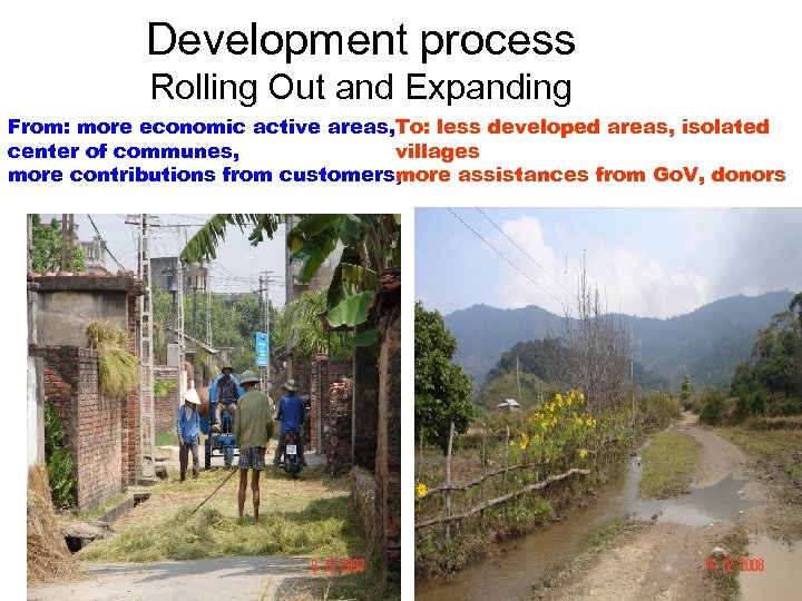 Development process Rolling Out and Expanding From: more economic active areas, To: less developed