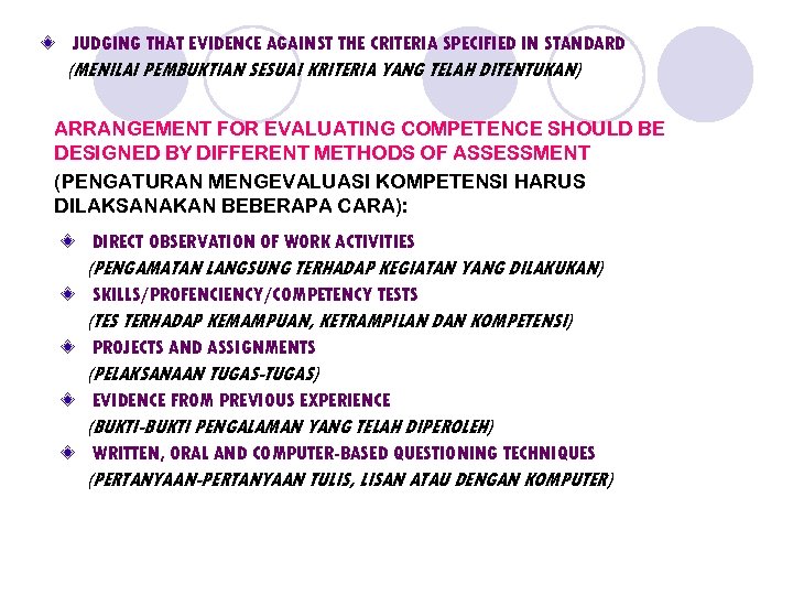 JUDGING THAT EVIDENCE AGAINST THE CRITERIA SPECIFIED IN STANDARD (MENILAI PEMBUKTIAN SESUAI KRITERIA YANG
